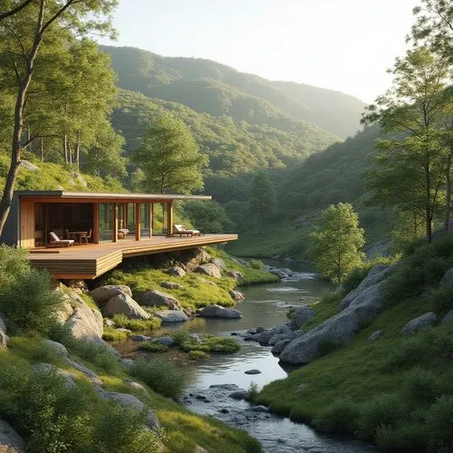 house in the mountains,house in mountains,fallingwater,streamside,the cabin in the mountains,zumthor,forest house,home landscape,creekside,dunes house,summer cottage,holiday home,house by the water,sunol,cantilevers,chalet,beautiful home,log home,tree house hotel,river side,Photography,General,Realistic