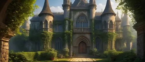 fairy tale castle,nargothrond,rivendell,castle of the corvin,gothic church,fairytale castle,gondolin,cathedral,riftwar,thingol,maplecroft,spires,alfheim,haunted cathedral,witch's house,hall of the fallen,neogothic,portal,adelaar,briarcliff,Conceptual Art,Fantasy,Fantasy 28