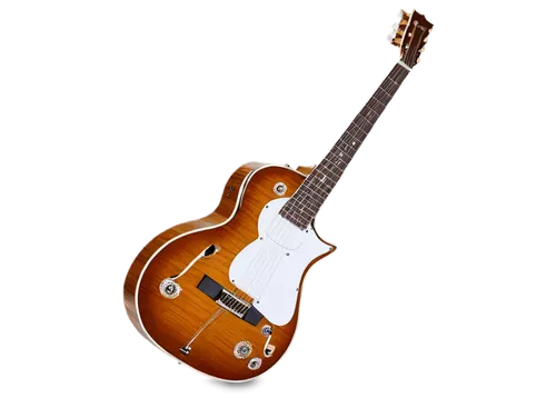 Beautiful guitar, shiny body, acoustic guitar, golden tuning pegs, intricate inlays, mother of pearl fretboard, slender neck, curved back, polished wood grain, soft spotlight, 3/4 composition, warm co