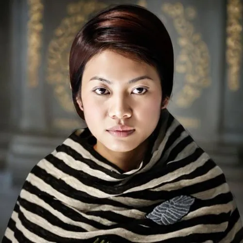 背景是泰国佛寺外面,a woman with a flower in her hand and a  top on,karmapa,bhutanese,utada,asian woman,toshiko,nurfaizi