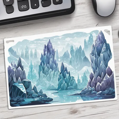 watercolor background,ice landscape,backgrounds,fantasy landscape,water glace,watercolor texture,landscape background,glacier,icebergs,note card,playmat,glacial melt,index card,small landscape,note cards,background texture,snowy peaks,blue caves,mermaid scales background,glacier cave,Unique,Design,Sticker