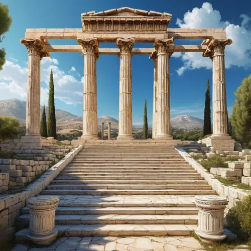 greek temple,laodicea,erechtheus,ephesus,erechtheion,dougga,roman temple,baalbek,temple of hercules,tiryns,temple of diana,celsus library,delphi,acropolis,celsus,hierapolis,pergamum,artemis temple,volubilis,palmyra,Conceptual Art,Fantasy,Fantasy 12