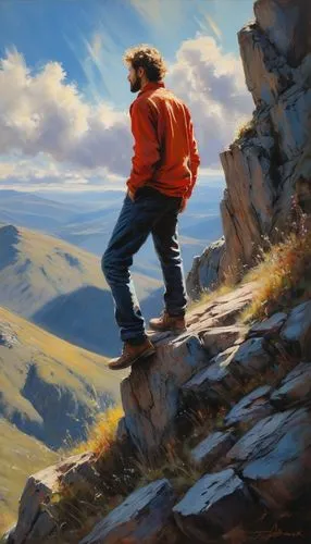 perleberg,mountaineer,the spirit of the mountains,leaphorn,mostovoy,mountain scene,hiker,paramo,alpinism,alpine crossing,descente,mcconkey,alpinist,towards the top of man,mountain climber,nestruev,messner,hildebrandt,peyto,alpinists,Conceptual Art,Oil color,Oil Color 09