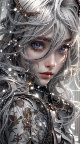 white rose snow queen,the snow queen,silvery,suit of the snow maiden,ice queen,winterblueher,silver,silver rain,eglantine,eternal snow,white snowflake,alice,silvery blue,blanche,fantasy portrait,winter rose,ice princess,crystalline,fairy tale character,a200