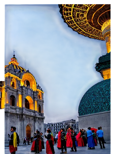 Mexico City scenery, vibrant colors, ancient architecture, Zócalo central square, Palacio de Bellas Artes, Cathedral Metropolitana, Latin American style buildings, intricate stone carvings, ornate fou