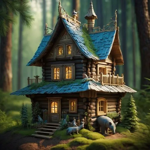 miniature house,house in the forest,fairy house,little house,forest house,witch's house,small house,wooden house,small cabin,summer cottage,log cabin,cottage,lonely house,crispy house,tree house,3d render,dreamhouse,treehouse,doll house,beautiful home,Conceptual Art,Fantasy,Fantasy 11