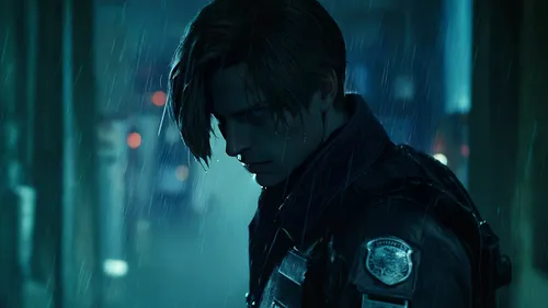 Leon from resident evil,blue rain,shepard,monsoon banner,cyberpunk,heavy rain,vigil,cinematic,valerian,kojima,nerve,operator,officer,echo,4k wallpaper,mute,in the rain,silver rain,terminator,policeman