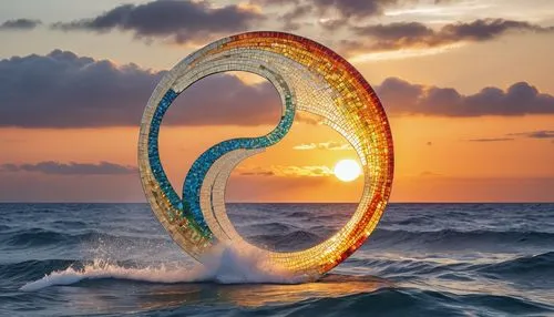 inflatable ring,windsurfing,whirl,wind surfing,hula hoop,epicycles,torus,ring of fire,wind machine,kitesurfer,wind wave,kitesurfing,sailing paragliding inflated wind,squid rings,hoop (rhythmic gymnastics),water horn,paraglider sails,time spiral,kinetic art,paraglider sunset,Conceptual Art,Oil color,Oil Color 15