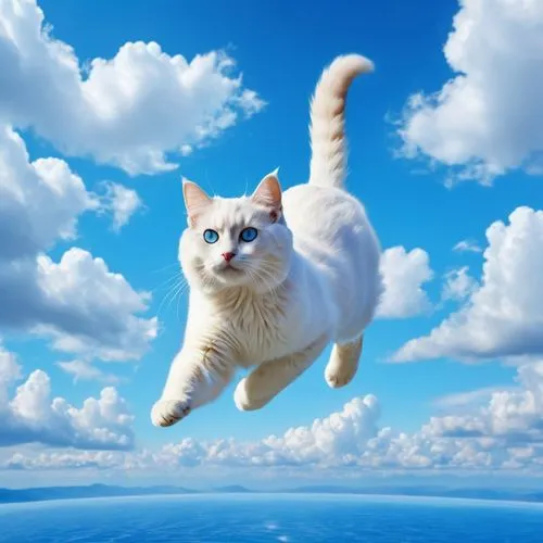 cat on a blue background,cumulus nimbus,cumulus,cat image,aegean cat,cat vector,nimbus,sky,i'm flying,turkish van,cumulus cloud,leap for joy,cloud image,partly cloudy,a flying dolphin in air,flying girl,cloud computing,japanese bobtail,cat,cloud,Photography,General,Realistic