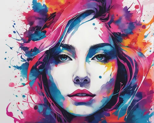 watercolor pencils,watercolor paint strokes,colorful background,boho art,woman face,watercolor paint,digital art,colourful pencils,woman's face,painting technique,girl portrait,digital artwork,art painting,watercolor,water colors,watercolor painting,intense colours,color pencils,young woman,digital painting,Illustration,Paper based,Paper Based 20