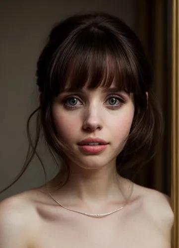 a portrait of a beautiful Felicity Jones 30 years old ,black hair, smelling in 4k,felicity jones,pale,girl portrait,portrait of a girl,young woman,realdoll,beautiful young woman,natural cosmetic,doll'