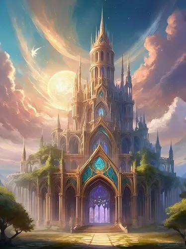 fairy tale castle,anduin,alfheim,arenanet,castle of the corvin,aion,fantasy landscape,fantasy picture,tirion,cathedral,maplestory,fairytale castle,azeroth,lufia,kingdoms,citadels,castlelike,crownland,marycrest,fantasy world,Illustration,Realistic Fantasy,Realistic Fantasy 01