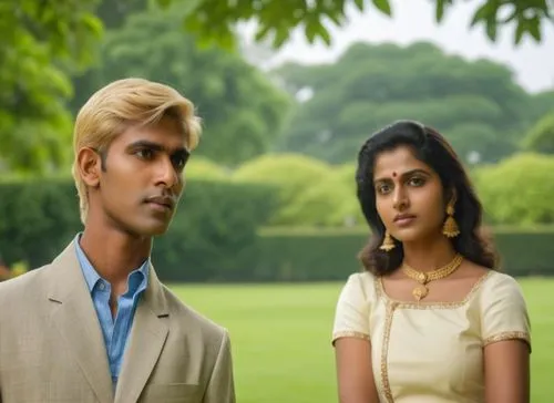 Renuka Chouhan as Amrita Kumaran stands wondering in a garden park A Young Clean Shaven blonde Englishman stands at her back,byomkesh,baazigar,mahanagar,randeep,dulhania,deewana,humsafar,krrish,behind