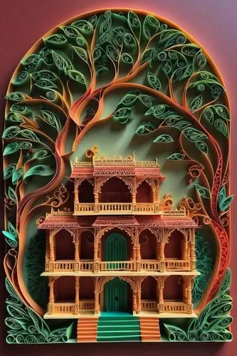 paper art,majolica,jaipur,model house,rajbari,the court sandalwood carved,karchner,bodhi tree,barjatya,shantiniketan,wood carving,glass painting,printing house,rajagopalachari,maharajganj,vidyapith,nalanda,meenakshi,peranakan,ashram,Unique,Paper Cuts,Paper Cuts 09