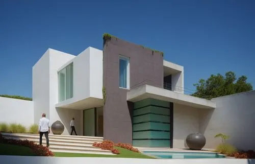 DISEÑO DE UNA CASA ESTILO MEXICANO MODERNO, CON FUSION DE LA ARQUITECTURA MINIMALISTA, VEGETACIÓN , PERSONAS, EXCELENTE REPRESENTACIÓN, PROPORCIÓN, USO DE LUZ NATURAL Y SOMBRAS SEGUN EL ASOLEAMIENTO, 