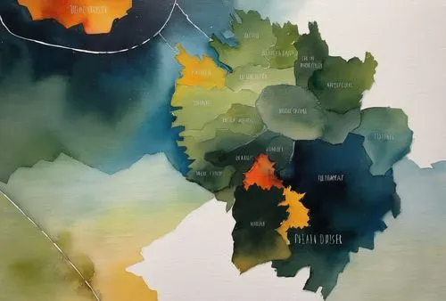 germany map,cartography,watercolor paint strokes,braque d'auvergne,massif,color mixing,metropolises,archipelago,high rhône valley,maps,map silhouette,meticulous painting,mapped,abstract painting,wine 