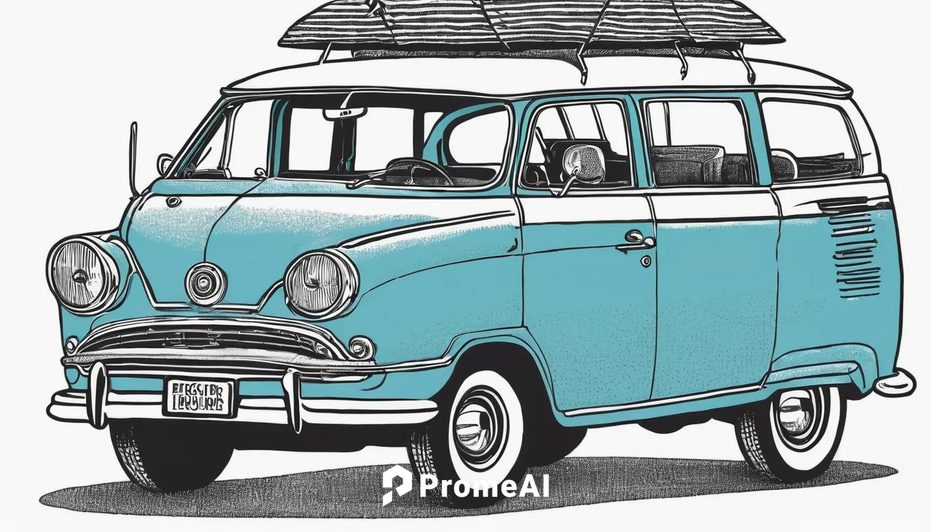 Ten Things You Need to Check Before Heading Out on Your Next Road Trip,illustration of a car,vwbus,volkswagen type 2,campervan,retro 1950's clip art,vw camper,camper van,vw van,vanagon,volkswagenbus,v