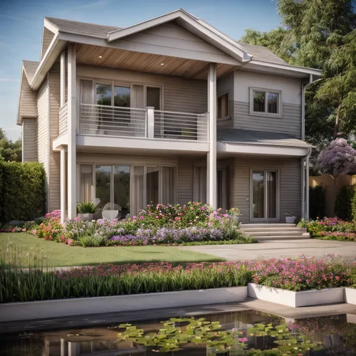 สวนสวยหน้าพร้อมสนามบ่อน้ำดอกไม้สวยมากสีสด,3d rendering,landscape designers sydney,landscape design sydney,garden elevation,render,modern house,garden design sydney,crown render,mid century house,beaut