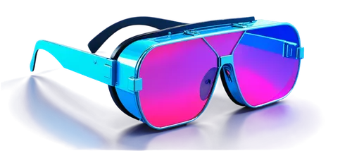 3D cinema glasses, futuristic design, shiny metal frame, colorful lenses, VR headset, adjustable headband, soft padding, detailed bolts, metallic texture, reflective surface, close-up shot, 45-degree 