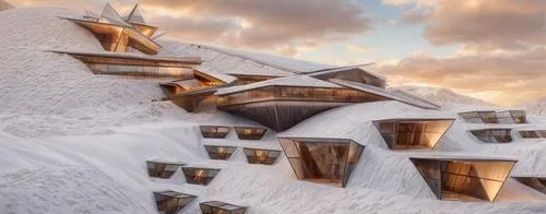 snow roof,cube stilt houses,snowhotel,mountain huts,ice hotel,snow house,snow mountain,ice castle,futuristic architecture,snow shelter,ski resort,alpine village,snow mountains,mountain settlement,escher village,dunes house,crooked house,jewelry（architecture）,cubic house,snow slope,Game Scene Design,Game Scene Design,Realistic