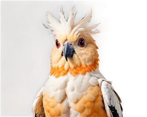 Cockatiel bird, white and grey feathers, crest on head, orange patch on cheek, black eyes, beak, perched, wings spread wide, solo, morning light, soft focus, shallow depth of field, warm color tone, c