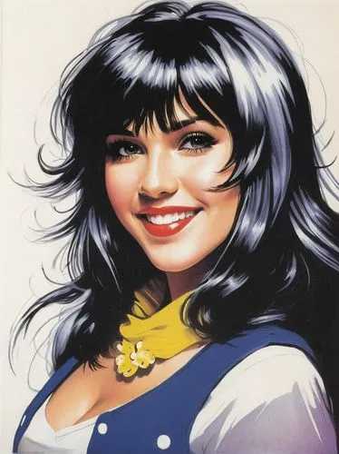 Draw a cute emo character with a bright smile.
Samantha Fox ,rumiko,zatanna,ronstadt,eldena,spiegle,shimei,lilandra,zamka,macniven,madripoor,zadora,erma,palmiotti,manara,mcniven,carmelita,bolland,romi