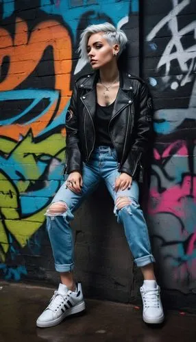 punk,ripped jeans,jeans background,grunge,denim,denim background,wallis day,leather jacket,denim jacket,denims,concrete background,leather,concrete chick,denim jeans,jean jacket,street fashion,icon instagram,mohawk,blogger icon,woman in menswear,Illustration,Paper based,Paper Based 28