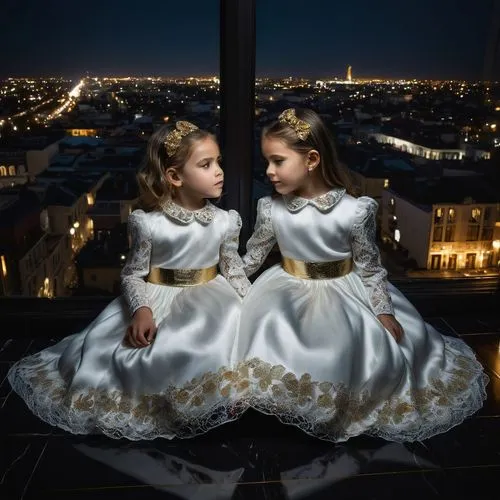 communicants,porcelain dolls,little girls,princesses,little angels,gothic portrait,photo session at night,nightgowns,debutantes,little boy and girl,conceptual photography,smolny,two girls,daughters,olsens,crinolines,doll looking in mirror,portrait photographers,countesses,photographing children,Photography,Documentary Photography,Documentary Photography 26