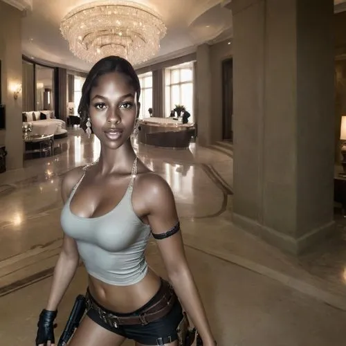 lara croft, short, sontrong thighs, navel,latell,cassie,monifa,letoya,lara,baddest,toccara,ciara,serena,miesha,tiarra,naomie,ashanti,naomi,jamelia,aaliyah,videophone,danai,azealia,trina