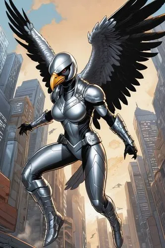 darkhawk,shadowhawk,hawkgirl,deathbird,metalhawk,archangel,Illustration,American Style,American Style 13