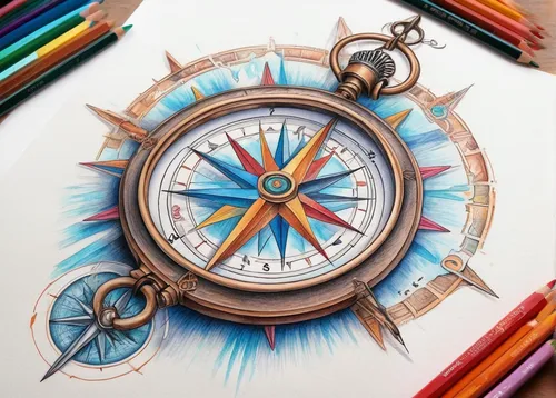 compass,magnetic compass,compass rose,ship's wheel,pencil art,time spiral,bearing compass,color pencil,color pencils,watercolor pencils,clockmaker,ships wheel,colored pencil,colored pencils,colourful pencils,coloured pencils,astronomical clock,colored pencil background,colour pencils,nautical paper,Conceptual Art,Daily,Daily 17