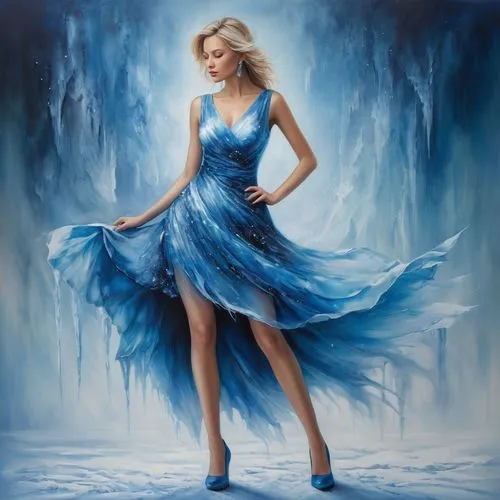 blue enchantress,blue painting,blue background,azzurro,ice queen,blue rose,Conceptual Art,Daily,Daily 32