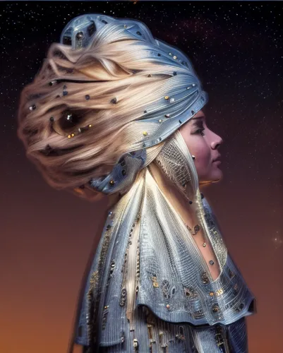 star mother,et,the hat of the woman,rem in arabian nights,turban,sadu,headscarf,andromeda,veil,kundalini,astral traveler,arabian,fantasy portrait,merzouga,headdress,burqa,the prophet mary,cg artwork,hijab,heliosphere,Light and shadow,Landscape,City Night