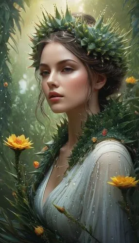 faery,girl in a wreath,faerie,diwata,dryad,dryads,Conceptual Art,Fantasy,Fantasy 11