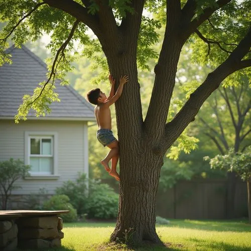 tree swing,tree house,playing outdoors,Photography,General,Realistic