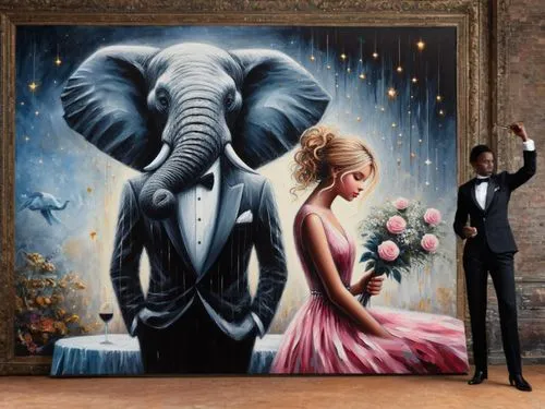 girl elephant,pink elephant,blue elephant,elephant's child,circus elephant,street art,oil painting on canvas,elephantine,elephant ride,elephant kid,art painting,street artists,cartoon elephants,street