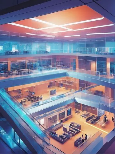 modern office,ufo interior,spaceship interior,offices,blur office background,cybertown,oscorp,cybercity,alchemax,the server room,cyberport,workspaces,conference room,lexcorp,futuristic art museum,bureaux,headquaters,groundfloor,neon human resources,working space,Illustration,Paper based,Paper Based 12