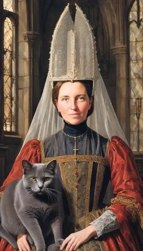 millicent fawcett,gothic portrait,portrait of christi,cat european,the abbot of olib,priest,bishop,saint coloman,metropolitan bishop,napoleon cat,joan of arc,tudor,cat sparrow,to our lady,ritriver and the cat,margaret,cat child,mary 1,nun,cat image,Digital Art,Comic