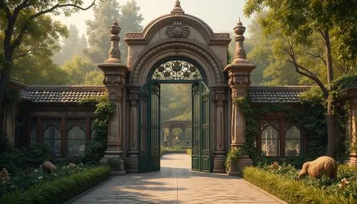 rivendell,entrada,theed,garden door,arbor,hall of the fallen,gateway,archways,arcadia,mausoleum ruins,the threshold of the house,nargothrond,stone gate,riftwar,labyrinthian,farm gate,archway,mausolea,the mystical path,towards the garden,Photography,General,Realistic