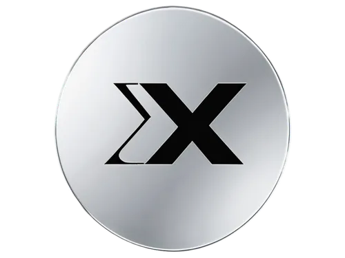 Circle X logo, metallic silver, glossy finish, reflective surface, bold font, capital letter "X", centered within circle, thin black outline, simple composition, high contrast, bright lighting, shallo