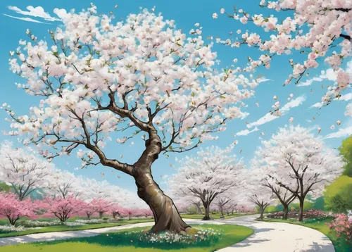 sakura tree,cherry blossom tree,sakura trees,japanese sakura background,cherry tree,sakura cherry tree,almond tree,blossom tree,sakura background,magnolia tree,takato cherry blossoms,cherry trees,springtime background,spring background,the cherry blossoms,magnolia trees,sakura branch,blossoming apple tree,cherry blossoms,spring blossom,Illustration,Abstract Fantasy,Abstract Fantasy 23