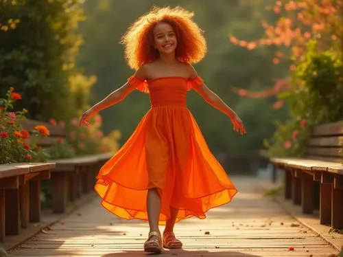 bright orange,orange,orange color,orange robes,girl in a long dress,orange half,orangish,yellow orange,fresh orange,woman walking,orange petals,tangerine,warm colors,oranje,orangy,aliona,orange marigold,orangey,orange yellow,orange scent,Photography,General,Realistic