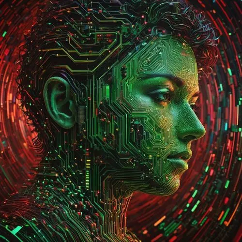 cyborg,computer art,artificial intelligence,ai,cyberia,transhuman,generative ai,augmentation,circuit board,girl at the computer,matrix,silicon,technological,cybernetically,deprogrammed,cyberpunk,cybernetic,singularity,computer graphic,digiart,Photography,Artistic Photography,Artistic Photography 11