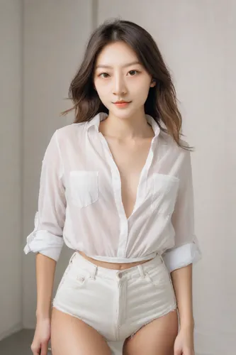 She startes to get underdressed.,korean,songpyeon,white shirt,miyeok guk,korean won,cotton top,phuquy,seo,white clothing,see-through clothing,hong,yeonsan hong,solar,korea,in a shirt,chio,daegeum,ai,w