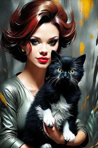 firestar,sci fiction illustration,transistor,gothic portrait,fantasy portrait,world digital painting,romantic portrait,cat lovers,ritriver and the cat,vesper,feral cat,fantasy picture,red tabby,art deco woman,fantasy art,custom portrait,fairy tale character,game illustration,portrait background,stepmother,Conceptual Art,Oil color,Oil Color 04