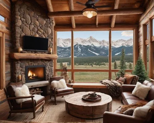 the cabin in the mountains,fire place,family room,alpine style,log cabin,house in the mountains,fireplace,chalet,fireplaces,log home,lodge,maligne,cabin,living room,beautiful home,banff,teton,house in mountains,livingroom,bow valley,Illustration,Abstract Fantasy,Abstract Fantasy 05