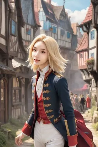 a cartoon character with blonde hair and blue coat,wiglesworth,enjolras,wormleighton,rylance,montaukett,nelisse