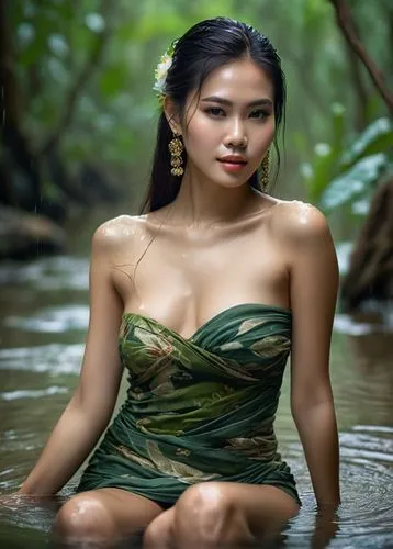vietnamese woman,laotian,water nymph,vietnamese,cambodiana,asian woman,apsara,green water,nguyen,asian girl,green dress,xuyen,cambodian,filipina,girl on the river,filipino,miss vietnam,veysian,paddler,quyen,Photography,General,Natural