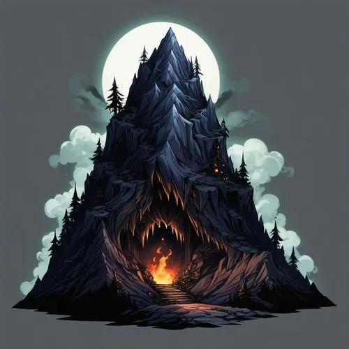 fire mountain,the volcano,krafla volcano,fairy chimney,witch's house,burned mount,Illustration,Abstract Fantasy,Abstract Fantasy 11