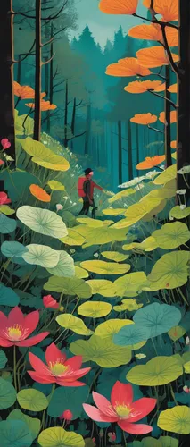 forest,the forest,forests,the forests,forest floor,forest of dreams,forest path,swampy landscape,wilderness,forest walk,redwoods,cartoon forest,forest landscape,mushroom landscape,forest glade,hikers,hiker,travel poster,autumn forest,wander,Illustration,Vector,Vector 08